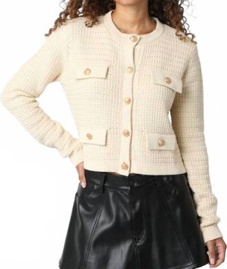 Olivaceous Maci Knit Button Cardigan In Natural