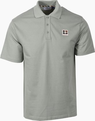 Aquascutum Mens AQUASCUTUM CHECK POLO SHIRT SALVIA - Grey - Size: 46
