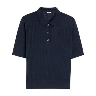 Aspesi Polo Shirts, female, Blue, Size: S Polo in filato di puro lino