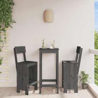 vidaXL Vidaxl - Taburetes De Cocina 2 Uds Madera De Pino Gris 40x48,5x115,5 Cm