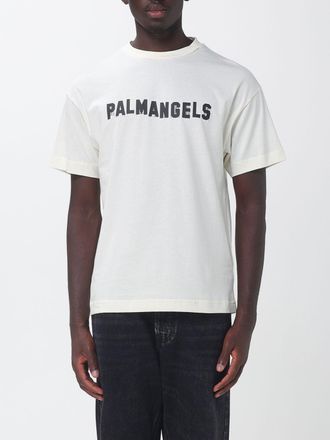 Palm Angels T-shirt in cotone a maniche corte con logo a contrasto sul collo