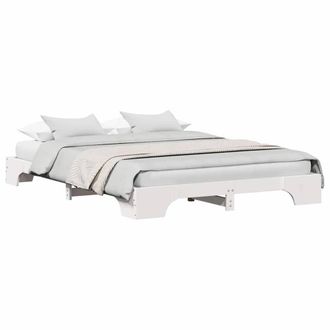 Berkfield Home White Bed Frame White Wood 140 x 200 cm Durable Solid Pine Bed Frame
