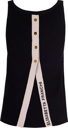 Elisabetta Franchi Womens Sleeveless Knit Top Black-Butter Viscose Vests & Tank Tops Black/butter