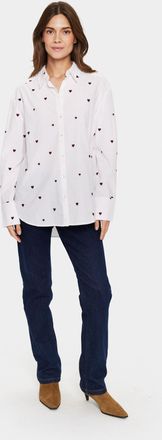 Saint Tropez Overhemd met lang mouwen Oversize fit Ice Burgundy Harts white