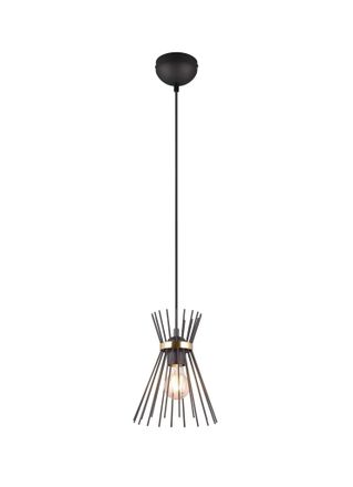 Trio Rod Sospensione Bacchette Di Metallo Nero E Oro D. 20cm 1 Luce Attacco E27