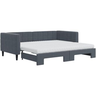 vidaXL Vidaxl - Sof&aacute; Cama Nido Con Colch&oacute;n Terciopelo Gris Oscuro 90x190 Cm