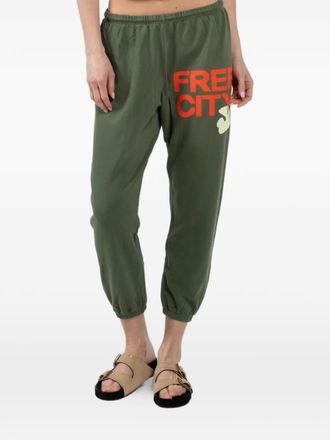 Freecity drawstring printed track pants - Green