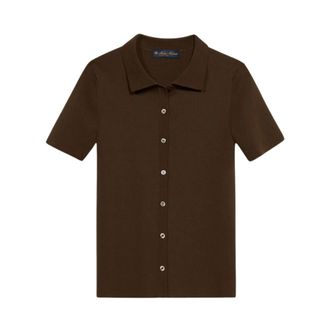 Brooks Brothers Polo-vest met ribbels - Dames - Vesten - Bruin - L - Katoen - Truien & Vesten