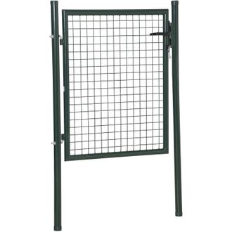 HOMCOM Puerta Verja De Jard&iacute;n De Acero Con Cerradura Manija Y 3 Llaves Puerta De Valla Cerca Para Exterior Patio Terraza 97x150 Cm