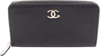 Chanel Pre-owned Vintage Portemonnee (bi-fold) - Dames - Vintage Accessoires - Zwart - ONE Size - Leer - Vintage
