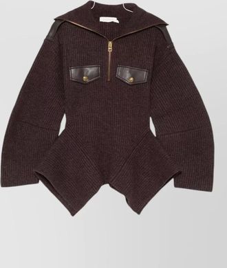 Zimmermann ribbed-knit quarter-zip sailor-collar jacket