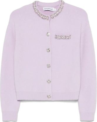 Self Portrait Cardigan con cristalli - Viola