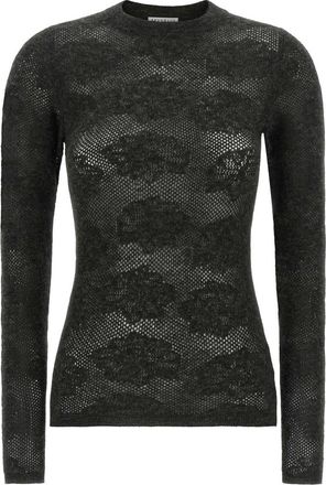 Brunello Cucinelli Grey Floral Crew Neck Sweater