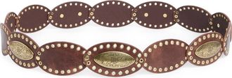 Vince Camuto Leather Oval Disc Concho Belt in Chocolate at Nordstrom Rack, Size X-Large