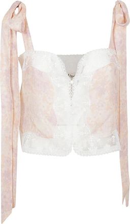 Chlo&eacute; Geknoopte Cropped Top - Dames - Tops zonder mouwen - Roze - S - Leer - Tops