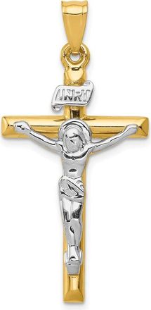 Diamond2Deal 14k Two-tone Gold INRI Crucifix Pendant