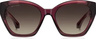 Etro 55mm Rectangular Cat Eye Sunglasses in Burgundy Green/brown Sf at Nordstrom