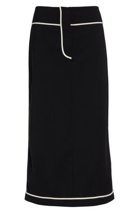 Ashlyn Kado Tropical Stretch Wool Midi Skirt in Black at Nordstrom, Size 10