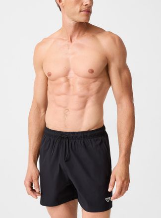 Emporio Armani Mens Logo patch plain swim trunks