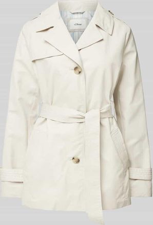 s.Oliver Red Label Kurzer Trenchcoat mit Bindegürtel in Offwhite, Größe 42