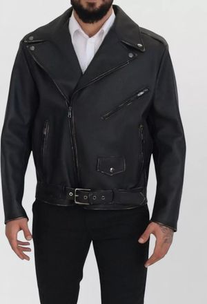 Dolce & Gabbana leather belted biker coat