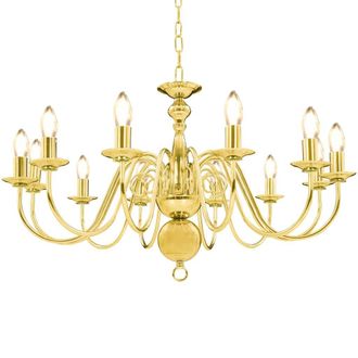 Berkfield Home Chandelier Golden 12 x E14 Bulbs in Gold