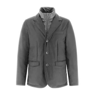 Herno Jassen, Heren, Grijs, XL, Leer, Blazer in New Business Membranated