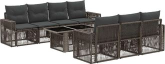 vidaXL Conjunto De Sof&aacute;s De Jard&iacute;n 8 Uds. Gris Y Gris Oscuro Vidaxl