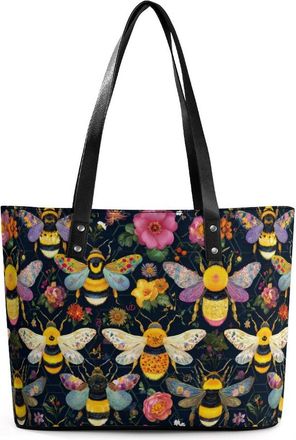 Generic Bees Honeycombs Tote Bags for Women Cute Shoulder Purses Handbags