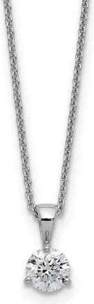 Diamond2Deal 14k White Gold Round 0.90 Ct Lab-Grown Diamond 3 Prong Solitaire Pendant Necklace 18