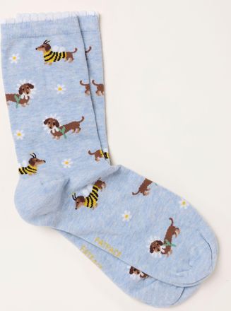 Fat Face FatFace Light Blue Bee Dog Socks
