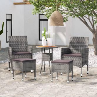 vidaXL Juego De Muebles De Jard&iacute;n De 5 Piezas Rat&aacute;n Sint&eacute;tico Gris Vidaxl