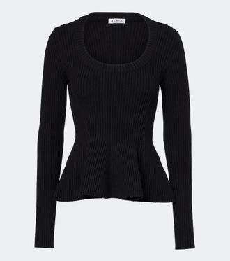 Alaia Ala&iuml;a Top peplum en mezcla de lana
