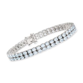 Ross-Simons 13.00- Aquamarine 2-Row Tennis Bracelet in Sterling Silver