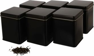 OEM Latas Cl&aacute;sicas Cuadradas Para Guardar T&eacute; O T&eacute;, Apilables, Con 6 Etiquetas, Herm&eacute;ticas, De Metal, Para 140 G De T&eacute; Earl Grey Cada Una 9,8 X 7,6 X 7,6 C