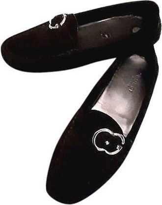 Gucci Black Suede Interlocking G Loafers Size 37