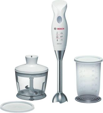 Bosch Mixxo Msm6b500 - Batidora De Mano, 350 W, C&uacute;pula De Acero Inoxidable, Con Picador Y Vaso De Mezclas, Color Blanco Y Gris