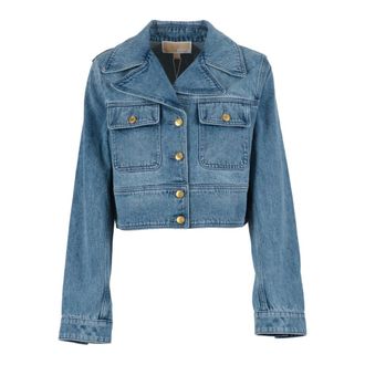 Michael Kors Denim Jackets, female, Blue, Size: M Cropped Denim Jacket