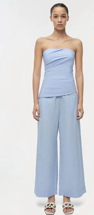 Jonathan Simkhai Arden Pull On Pant In Periwinkle Stripe