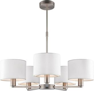 Endon Lighting 5 Light Multi Arm Ceiling Pendant Matt Nickel, Vintage White Silk Effect, E14 - Endon