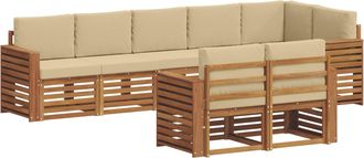 vidaXL Conjunto De Sof&aacute;s De Exterior 8 Uds. Natural Y Beige Poli&eacute;ster Vidaxl
