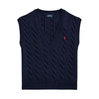 Polo Ralph Lauren Gilet Raffinato a Maglia Intrecciata - - Knitwear - Donna - Blu - S