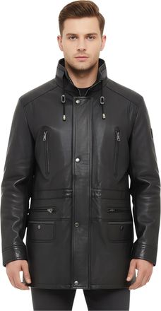Infinity Leather Heren zwarte zachte Italiaanse leren parka jas - Gatton