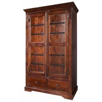 Massivmoebel24 armadio in legno di Acacia 108x64x180 nougat laccato OXFORD 509