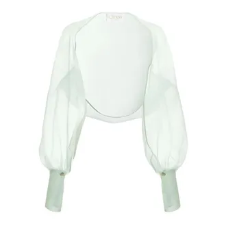 Genny Blouses, female, Green, Size: 2XL Silk Bolero Jacket