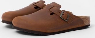 Birkenstock Unisex Boston Clogs in Brown Leather - Size UK 7.5