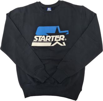 Starter Mens American Sportwears Urban Cotton Overhead Skater Sweatshirt, Black, Blue (UK, Alpha, M, Regular, Regular, Black)