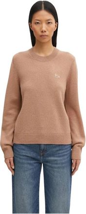 Maison Kitsun&eacute; Baby Fox Lamswol Trui - Dames - Ronde hals truien - Bruin - M - Wol - Truien & Vesten
