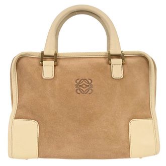 Loewe Amazona Bag Suede Beige Suede Handbag (Pre-Owned)