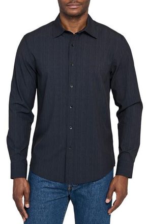 W.R.K Slim Fit Navy Abstract Stripe Performance Button-Up Shirt at Nordstrom, Size Xx-Large